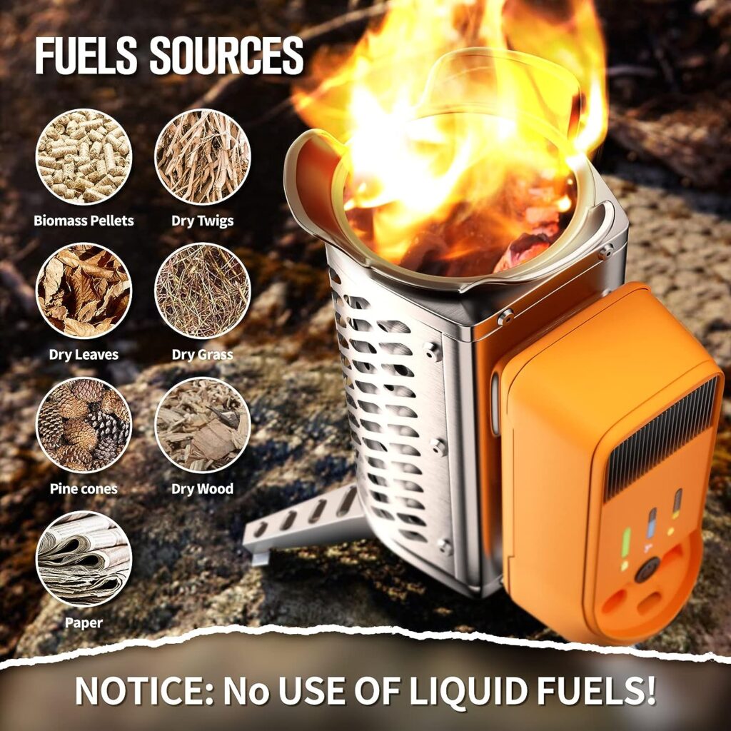 Camping Stove Wood Camp Stove Generating Electricity Backpacking Stove USB Charging Camping Stoves Portable Stove for Outdoor, Hiking, Survival, Emergency