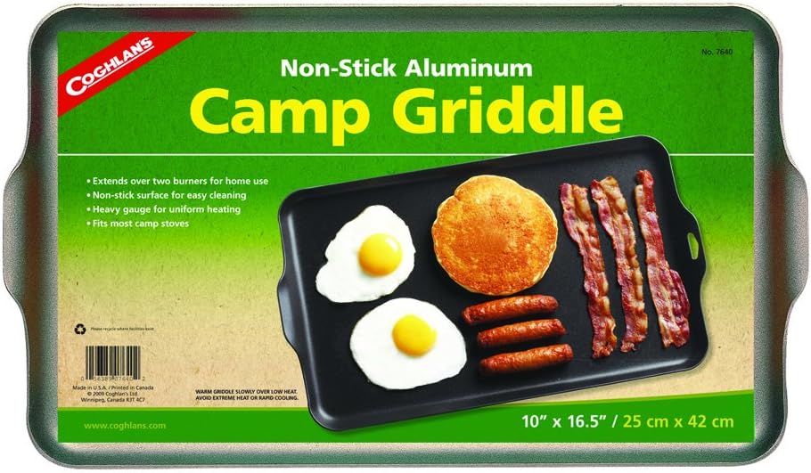 Coghlans Two Burner Non-Stick Camp Griddle, 16.5 x 10-Inches Black