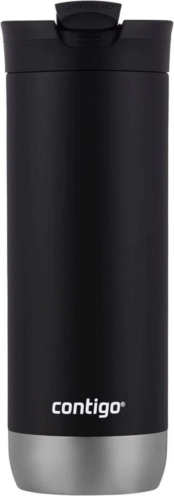 Contigo Huron Vacuum-Insulated Stainless Steel Travel Mug with Leak-Proof Lid, Keeps Drinks Hot or Cold for Hours, Fits Most Cup Holders and Brewers, 16oz Licorice
