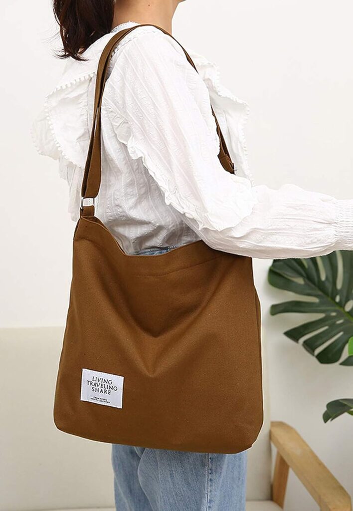 Covelin Womens Retro Large Size Canvas Shoulder Bag Hobo Crossbody Handbag Casual Tote