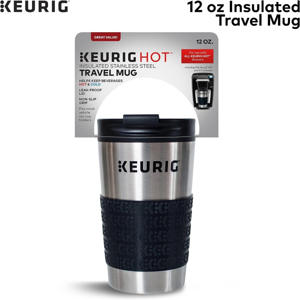 Keurig Travel Mug Fits K-Cup Pod Coffee Maker, 1 Count (Pack of 1), Stainless Steel