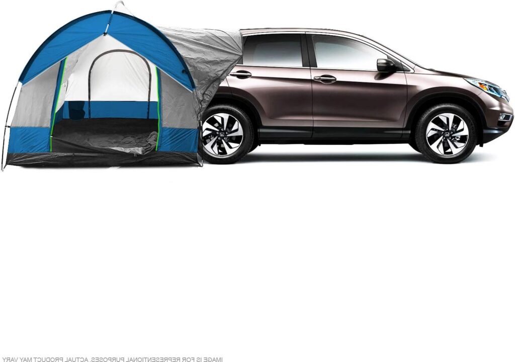 North East Harbor NEH Universal SUV Camping Tent - Up to 8-Person Sleeping Capacity, Includes Rainfly and Storage Bag - 8 W x 8 L x 7.2 H - Gray and Blue