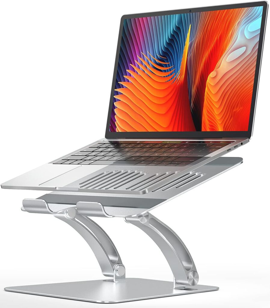 Nulaxy Adjustable Laptop Stand, Ergonomic Laptop Riser up to 10.6 with Heat-Vent, Foldable Laptop Stand for Desk Supports up to 11 Lbs Compatible with MacBook, All Laptops 10-15.7, Silver