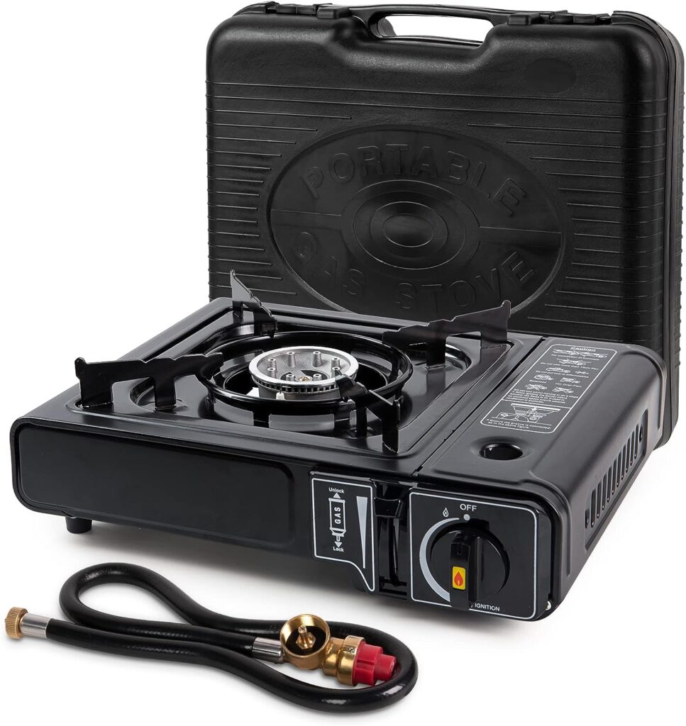 SHINESTAR Dual Fuel Stove with Butane  Propane Compatibility, Portable Camping Stove for Outdoor Cooking, Propane Adapter Hose and Carrying Case Included, 7800 BTUs Output