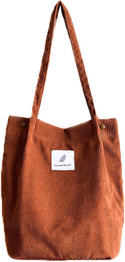 WantGor Corduroy Totes Bag Womens Shoulder Handbags Big Capacity Shopping Bag